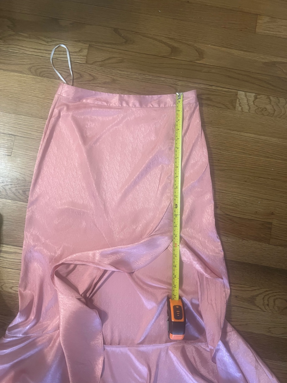 Lulu's Blush Satin High-Low Ruffle Skirt with Front Slit - Picture 9 of 16